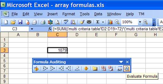 array formulas vba